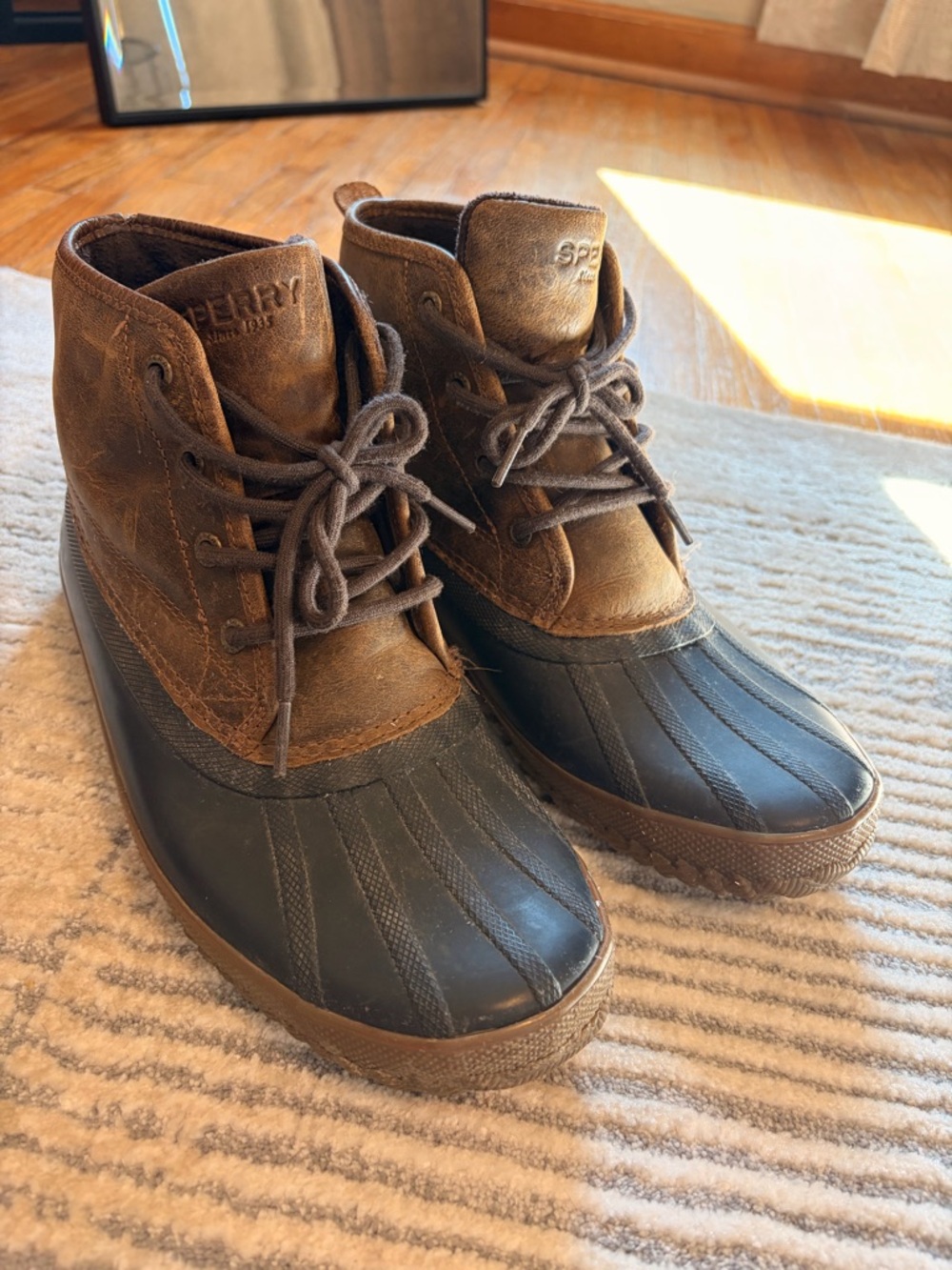 Sperry Brown Leather Lace-Up Duck Boots